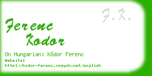 ferenc kodor business card
